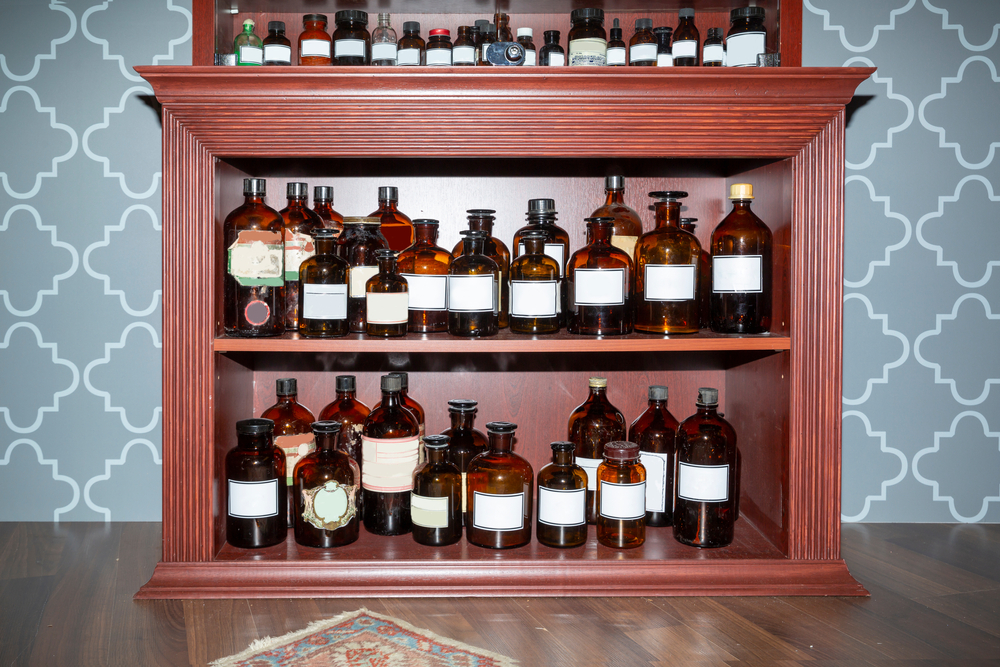 Old fashioned chemical storage cabinet