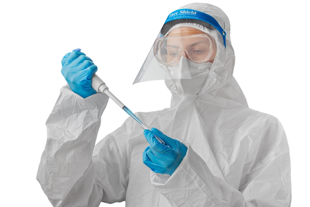 Scientist handling infectious disease materials