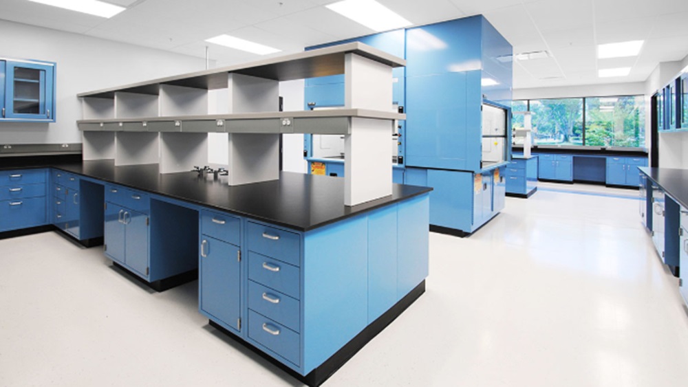 Genie Scientific powder coated casework for chemical handling