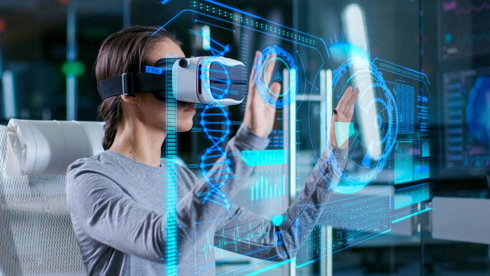 Laboratory Scientist Wearing Virtual Reality Headset