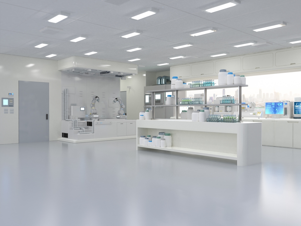 3d rendering white futuristic laboratory interior 